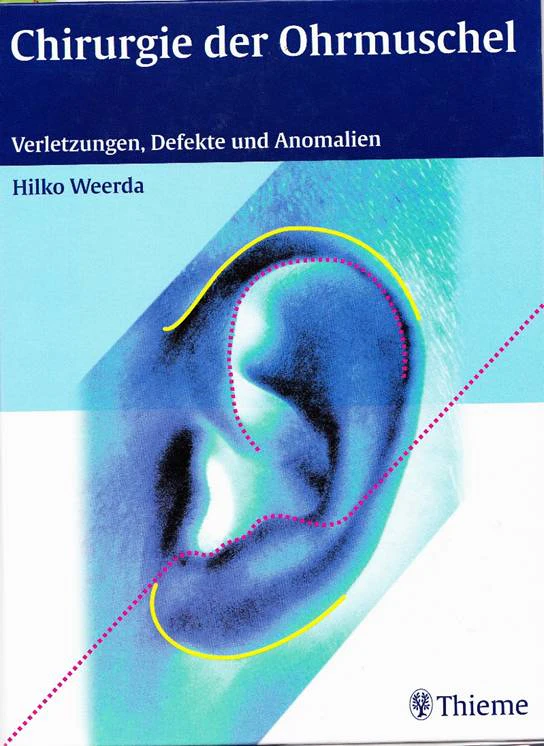 Deutscher Umschlag des Buchs Chirurgie der Ohrmuschel.